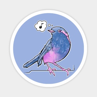 blue and pink songbird Magnet